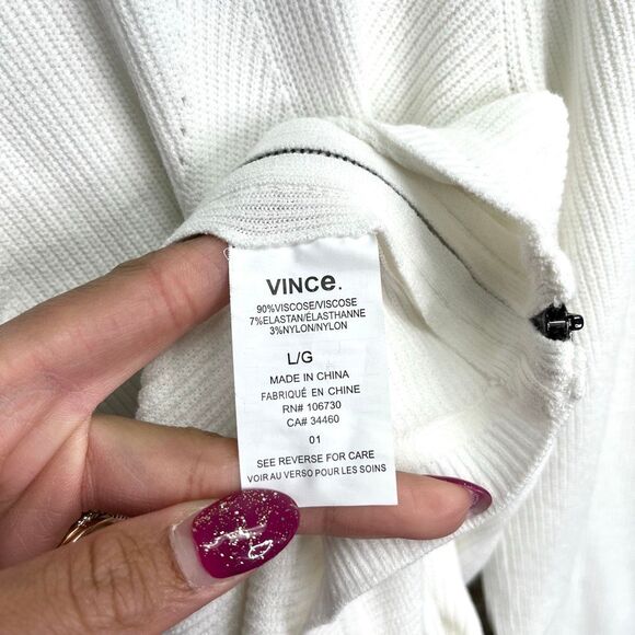 Vince Sweater Women's Large White Side Zip Crewneck Pullover NWT - Picture 7 of 8